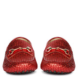 Saint Lucy Red Woven Leather Loafers