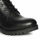 Saint Lucero Buckle Decor Black Leather High Ankle Boots