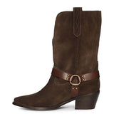 Saint Belkis Brown Suede Leather Cowbboy Boots