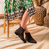 Saint Diane Brown Suede Croco Print Leather Ankle Boots