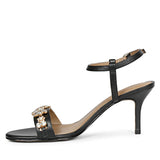Saint Alani Transparent Stones Embellished Black Leather Stilettos