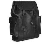 Capri Black Leather Oversized Structured Backpacks