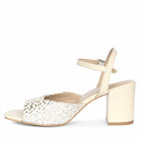 Saint Athena Off White-Silver Hand Woven Leather Heels
