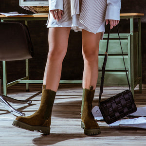 Saint Theresa High Ankle Black Leather Boots with Decorative Buckle – Stylish and chic footwear for a bold and confident look