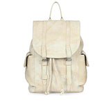 Capri Beige Leather Oversized Structured Backpacks