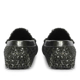 Saint Aurora Gunmetal Black Handwoven Leather Horsebit Loafers