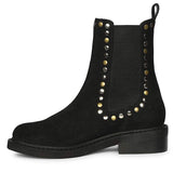 Saint Sarina Multi Studs Suede Leather High Ankle Boots