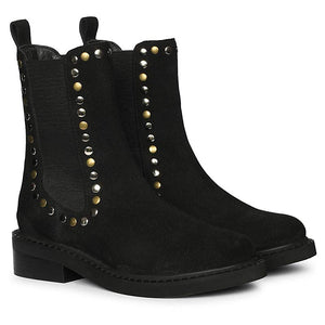Saint Sarina Multi Studs Suede Leather High Ankle Boots
