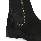Saint Sarina Multi Studs Suede Leather High Ankle Boots
