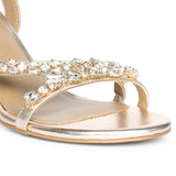 Saint Isla Stone Embellished Champagne Leather Strappy Stilettos