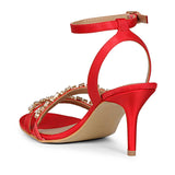Saint Isla Stone Embellished Straps Red Stilettos