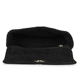 Alayna Black Leather Crystal Shoulder Bags With Detachable Handel