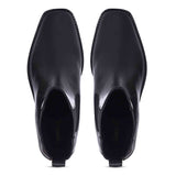 Saint Theresa High Ankle Black Leather Boots with Decorative Buckle – Stylish and chic footwear for a bold and confident look