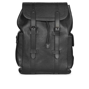 Capri Black Leather Oversized Structured Backpacks