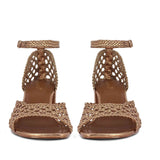 Saint Eibhlin Bronze Hand Woven Leather Block Heels - Elegant, artisan-crafted footwear with a touch of bronze, perfect for any occasion