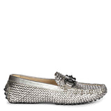 Saint Lucy Gun Metal Woven Leather Loafers