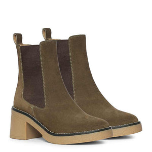 Saint Betsy Olive Suede Leather High Ankle Boots