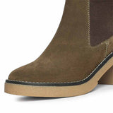 Saint Betsy Olive Suede Leather High Ankle Boots