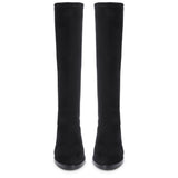 Saint Amy Black Stretch suede Leather Knee High Boots - SaintG