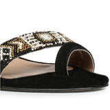 Fashion Forward: Saint Devlin Hand-Embroidered Black Leather Block Heels