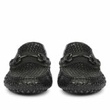 Saint Aurora Black Handwoven Leather Horsebit Loafers