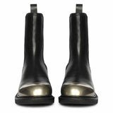 Saint Triana Cap Toe Black Leather Chelsea Boots