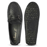 Saint Aurora Black Handwoven Leather Horsebit Loafers