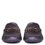 Saint Lucy Purple Woven Leather Loafers