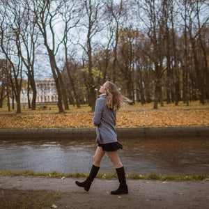 Saint Amy Black Stretch suede Leather Knee High Boots