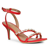 Saint Isla Stone Embellished Straps Red Stilettos