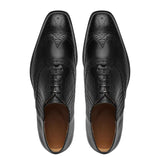 Saint Vincenzo Black Leather Square Toe Lace Up Décor Shoes