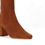 Chic Saint Luisa Tan Suede Boots - Knee-high Stretch Design for Women