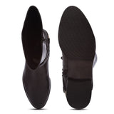 Saint Damaris Dark Brown Leather Buckle Decor Knee High Boots