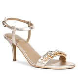 Saint Alani Transparent Stones Embellished Gold Leather Stilettos