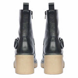 Saint Carmen Buckle Black Suede Leather Ankle Boots