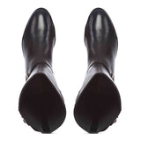 Saint Delores Black Crust Leather Buckle Decor Knee High Boots