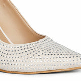 SAINT ALYSSA off-white pumps: Elegant crystal accents