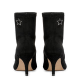 Black stretch suede ankle boots, star embellishments, Saint Penelope, ankle boots, women's shoes, black boots, suede boots, party shoes, statement shoes