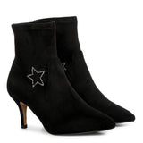 Black stretch suede ankle boots, star embellishments, Saint Penelope, ankle boots, women's shoes, black boots, suede boots, party shoes, statement shoes