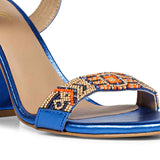 Navy Metallic Leather Fashion Heels