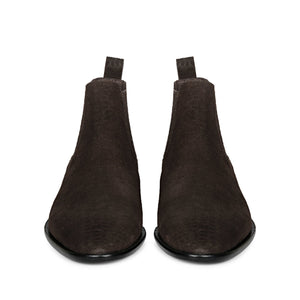 Brown Croco Print Suede Leather Chelsea boots For men