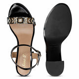 Black Patent Luxury: Saint Sierra's Embroidered Block Heels