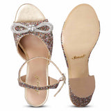 Bow Detail Glitter Heels - Saint Leonara's trendy multicolor leather block heels.