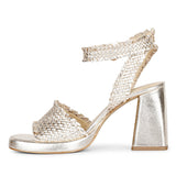 Gold Hand-Woven Leather Heels – Elevate Your Style with Saint Hannah"