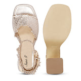 Gold Hand-Woven Leather Heels – Elevate Your Style with Saint Hannah"