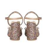 Bow Detail Glitter Heels - Saint Leonara's trendy multicolor leather block heels.