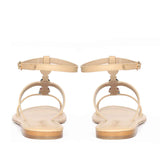 Saint Tyas Multi Stone Beige Leather Sandals