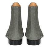 Saint Ollie Grey Croco Print Suede Leather Chelsea boot