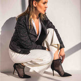 Saint Kinslee Black Mesh & Suede Leather Pumps