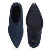 Saint Jemima Blue Stretch Suede Kitten Heel Ankle Boots
